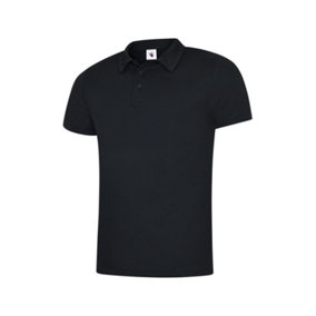 Uneek - Unisex Ultra Cool Poloshirt - 100% Polyester Textured Breathable Fabric with Wic - Black - Size 2XL
