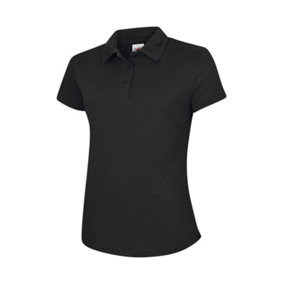 Uneek - Unisex Ultra Cool Poloshirt - 100% Polyester Textured Breathable Fabric with Wic - Black - Size L