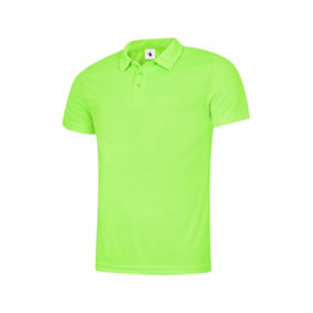 Uneek - Unisex Ultra Cool Poloshirt - 100% Polyester Textured Breathable Fabric with Wic - Electric Green - Size S