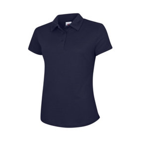Uneek - Unisex Ultra Cool Poloshirt - 100% Polyester Textured Breathable Fabric with Wic - Navy - Size L