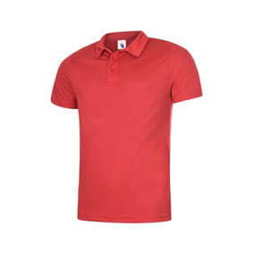 Uneek - Unisex Ultra Cool Poloshirt - 100% Polyester Textured Breathable Fabric with Wic - Red - Size 2XL