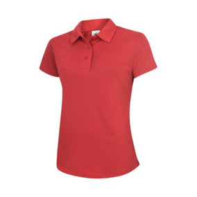 Uneek - Unisex Ultra Cool Poloshirt - 100% Polyester Textured Breathable Fabric with Wic - Red - Size L