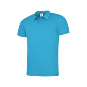 Uneek - Unisex Ultra Cool Poloshirt - 100% Polyester Textured Breathable Fabric with Wic - Sapphire - Size 2XL