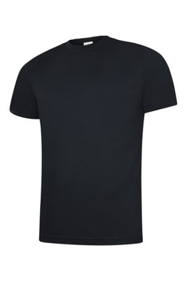 Uneek - Unisex Ultra Cool T Shirt - 100% Polyester Textured Breathable Fabric with Wic - Black - Size M