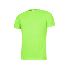 Uneek - Unisex Ultra Cool T Shirt - 100% Polyester Textured Breathable Fabric with Wic - Electric Green - Size M