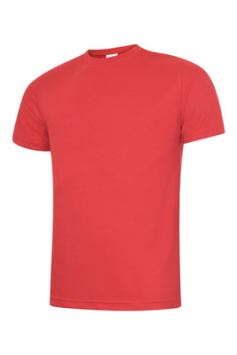 Uneek - Unisex Ultra Cool T Shirt - 100% Polyester Textured Breathable Fabric with Wic - Red - Size L