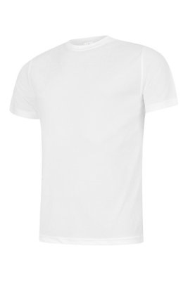 Uneek - Unisex Ultra Cool T Shirt - 100% Polyester Textured Breathable Fabric with Wic - White - Size L
