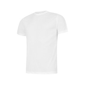 Uneek - Unisex Ultra Cool T Shirt - 100% Polyester Textured Breathable Fabric with Wic - White - Size M