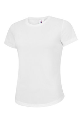 Uneek - Unisex Ultra Cool T Shirt - 100% Polyester Textured Breathable Fabric with Wic - White - Size M