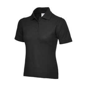 Uneek - Unisex Ultra Cotton Poloshirt - 100% Ring Spun Combed Cotton - Black - Size M