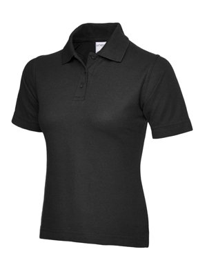 Uneek - Unisex Ultra Cotton Poloshirt - 100% Ring Spun Combed Cotton - Black - Size S