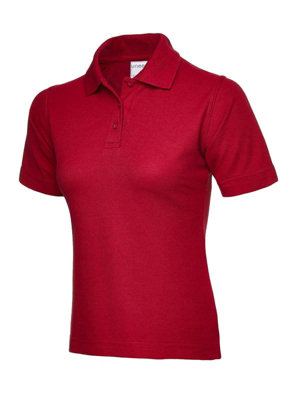 Uneek - Unisex Ultra Cotton Poloshirt - 100% Ring Spun Combed Cotton - Red - Size XS