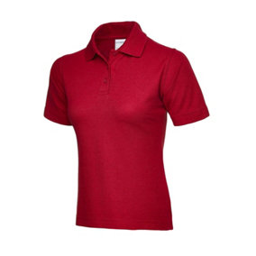 Uneek - Unisex Ultra Cotton Poloshirt - 100% Ring Spun Combed Cotton - Red - Size XS