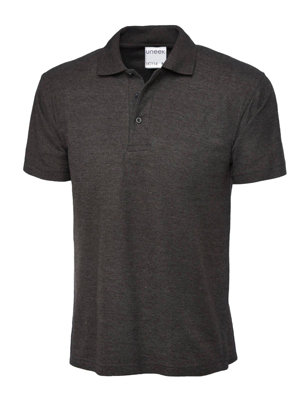 Uneek - Unisex Ultra Cotton Poloshirt - Reactive Dyed - Charcoal - Size 3XL