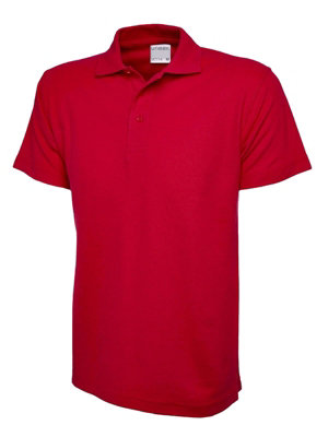 Uneek - Unisex Ultra Cotton Poloshirt - Reactive Dyed - Red - Size L