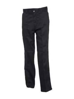 Uneek - Unisex Workwear Trouser Regular - 65% Polyester 35% Cotton - Black - Size 28