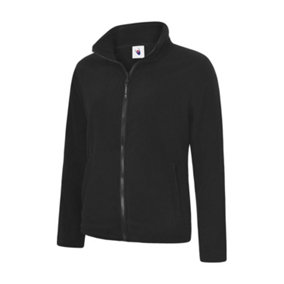 Uneek - Women's/Ladies Classic Full Zip Fleece Jacket - Half Moon Yoke - Black - Size L