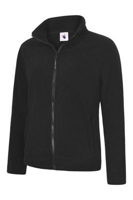 Uneek - Women's/Ladies Classic Full Zip Fleece Jacket - Half Moon Yoke - Black - Size XL