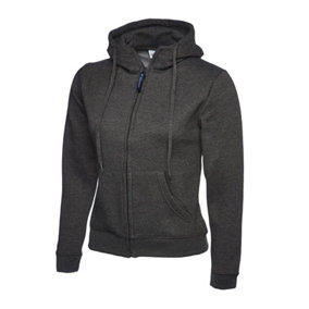 Uneek - Women's/Ladies Classic Full Zip Hooded Sweatshirt/Jumper - 50% Polyester 50% Cotton - Charcoal - Size 2XL