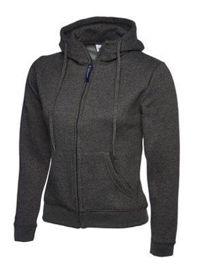 Uneek - Women's/Ladies Classic Full Zip Hooded Sweatshirt/Jumper - 50% Polyester 50% Cotton - Charcoal - Size XL