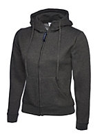 Uneek - Women's/Ladies Classic Full Zip Hooded Sweatshirt/Jumper - 50% Polyester 50% Cotton - Charcoal - Size XS
