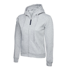 Uneek - Women's/Ladies Classic Full Zip Hooded Sweatshirt/Jumper - 50% Polyester 50% Cotton - Heather Grey - Size 3XL