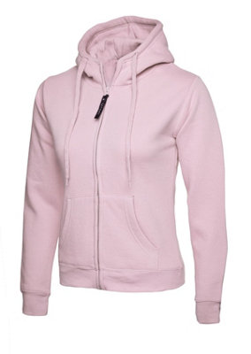 Uneek - Women's/Ladies Classic Full Zip Hooded Sweatshirt/Jumper - 50% Polyester 50% Cotton - Pink - Size XL