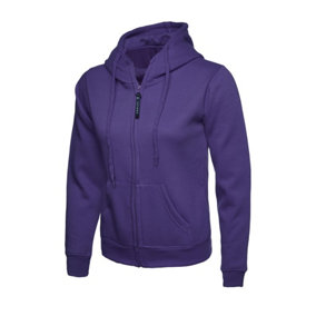 Uneek - Women's/Ladies Classic Full Zip Hooded Sweatshirt/Jumper - 50% Polyester 50% Cotton - Purple - Size 2XL