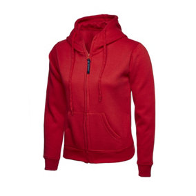 Uneek - Women's/Ladies Classic Full Zip Hooded Sweatshirt/Jumper - 50% Polyester 50% Cotton - Red - Size 2XL