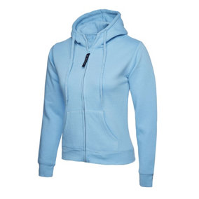 Uneek - Women's/Ladies Classic Full Zip Hooded Sweatshirt/Jumper - 50% Polyester 50% Cotton - Sky - Size 2XL