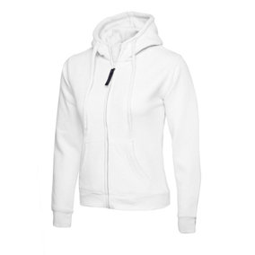 Uneek - Women's/Ladies Classic Full Zip Hooded Sweatshirt/Jumper - 50% Polyester 50% Cotton - White - Size 2XL