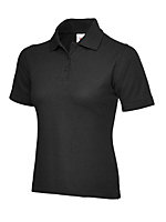 Uneek - Women's/Ladies Classic Poloshirt - 50% Polyester 50% Cotton - Black - Size M
