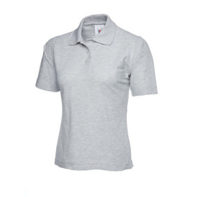 Uneek - Women's/Ladies Classic Poloshirt - 50% Polyester 50% Cotton - Heather Grey - Size 2XL