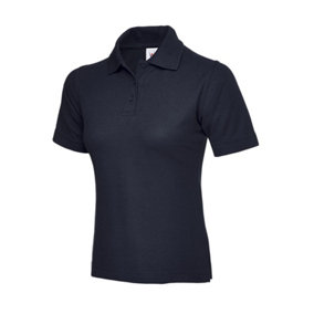 Uneek - Women's/Ladies Classic Poloshirt - 50% Polyester 50% Cotton - Navy - Size M