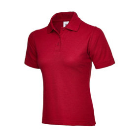 Uneek - Women's/Ladies Classic Poloshirt - 50% Polyester 50% Cotton - Red - Size 2XL