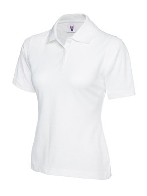 Uneek - Women's/Ladies Classic Poloshirt - 50% Polyester 50% Cotton - White - Size 2XL