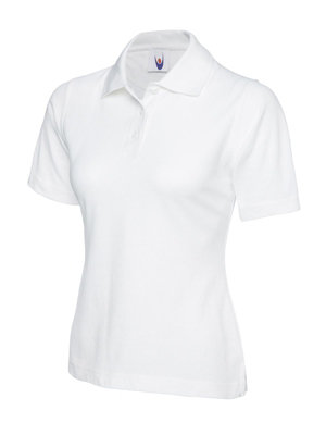 Uneek - Women's/Ladies Classic Poloshirt - 50% Polyester 50% Cotton - White - Size XS