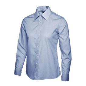 Uneek - Women's/Ladies Ladies Poplin Full Sleeve Shirt - 65% Polyester 35% Cotton - Light Blue - Size 2XL