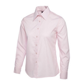 Uneek - Women's/Ladies Ladies Poplin Full Sleeve Shirt - 65% Polyester 35% Cotton - Pink - Size M