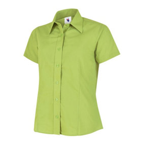 Uneek - Women's/Ladies Ladies Poplin Half Sleeve Shirt - 65% Polyester 35% Cotton Poplin - Lime - Size 2XL