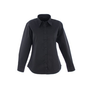 Uneek - Women's/Ladies Pinpoint Oxford Full Sleeve Shirt - Long Sleeve - Black - Size 2XL