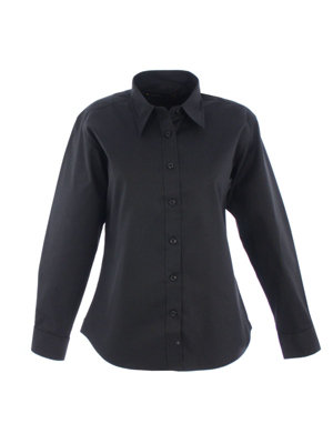 Uneek - Women's/Ladies Pinpoint Oxford Full Sleeve Shirt - Long Sleeve - Black - Size M