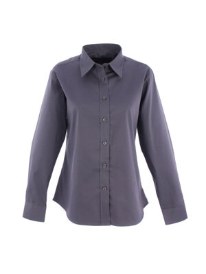 Uneek - Women's/Ladies Pinpoint Oxford Full Sleeve Shirt - Long Sleeve - Charcoal - Size 4XL