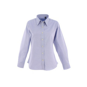 Uneek - Women's/Ladies Pinpoint Oxford Full Sleeve Shirt - Long Sleeve - Light Blue - Size 2XL