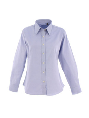 Uneek - Women's/Ladies Pinpoint Oxford Full Sleeve Shirt - Long Sleeve - Light Blue - Size S