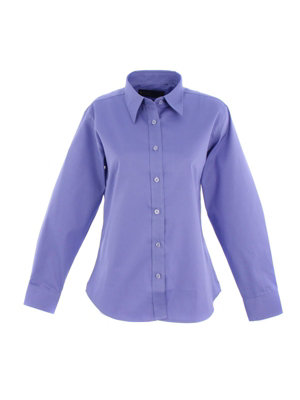 Uneek - Women's/Ladies Pinpoint Oxford Full Sleeve Shirt - Long Sleeve - Mid Blue - Size 2XL
