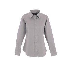 Uneek - Women's/Ladies Pinpoint Oxford Full Sleeve Shirt - Long Sleeve - Silver Grey - Size 2XL