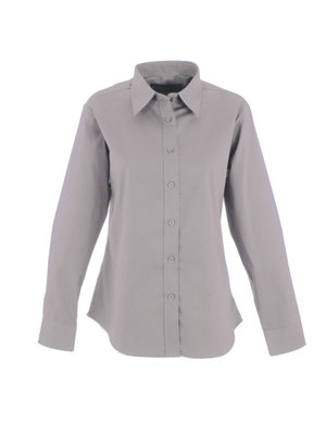 Uneek - Women's/Ladies Pinpoint Oxford Full Sleeve Shirt - Long Sleeve - Silver Grey - Size 3XL
