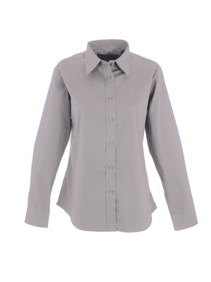 Uneek - Women's/Ladies Pinpoint Oxford Full Sleeve Shirt - Long Sleeve - Silver Grey - Size XS