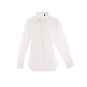 Uneek - Women's/Ladies Pinpoint Oxford Full Sleeve Shirt - Long Sleeve - White - Size XS